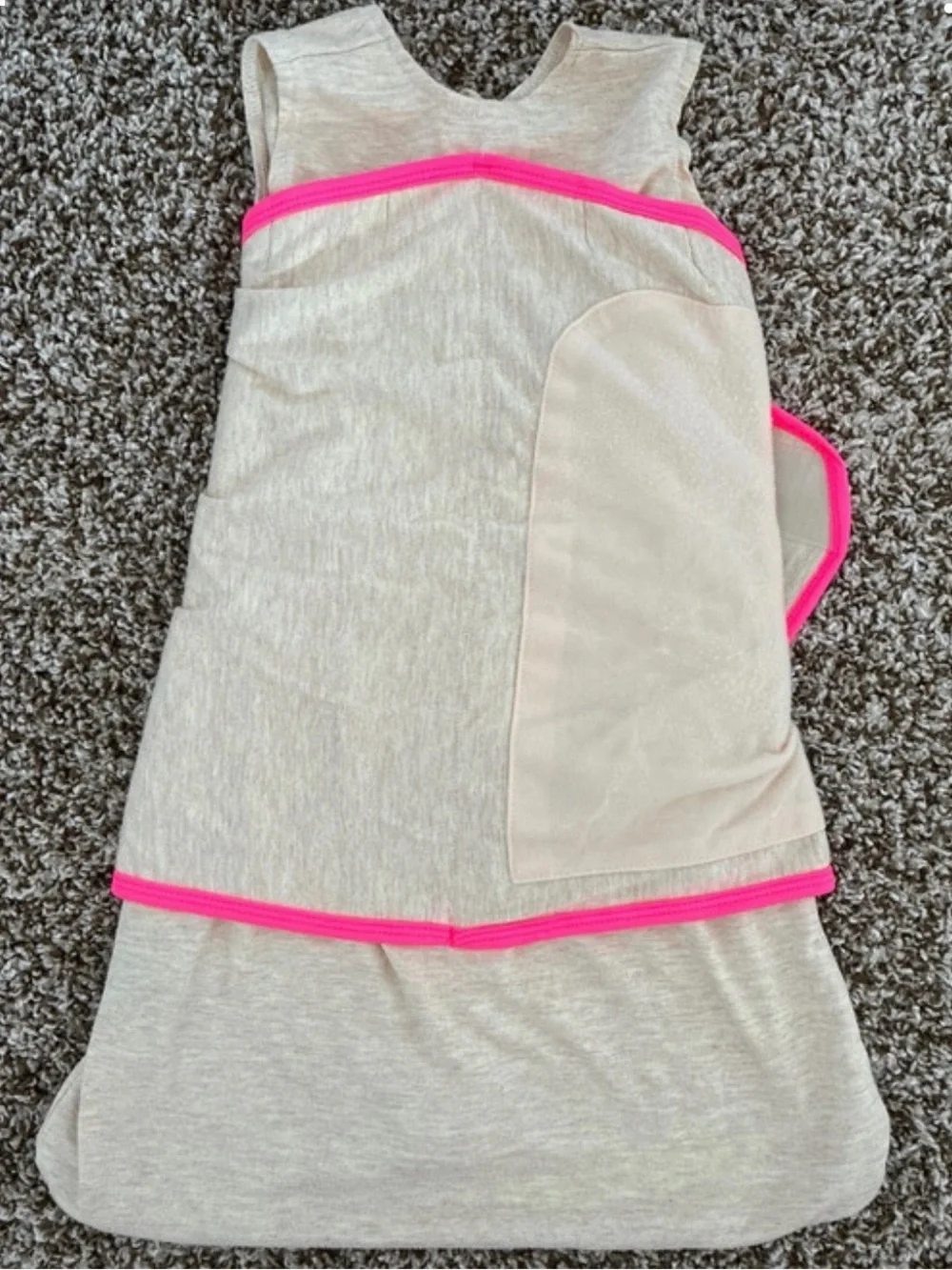 HALO SleepSack Swaddle in Heather Cream with Pink Trim